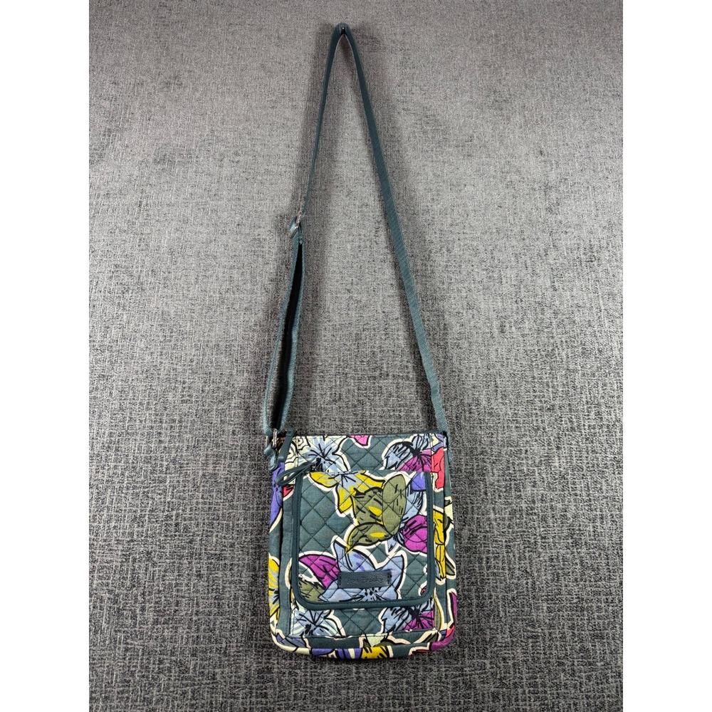 Vera Bradley Teal Floral Quilted Cotton Crossbody Bag with ID Window